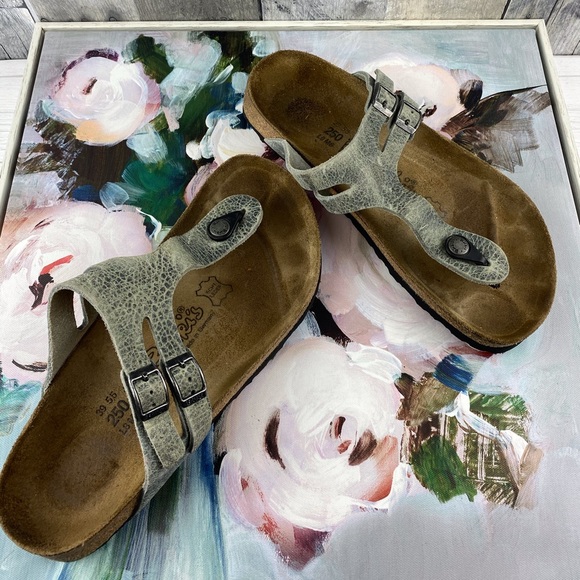 Birkenstock Silver Double Strap Sandals Size 39 - Picture 2 of 16